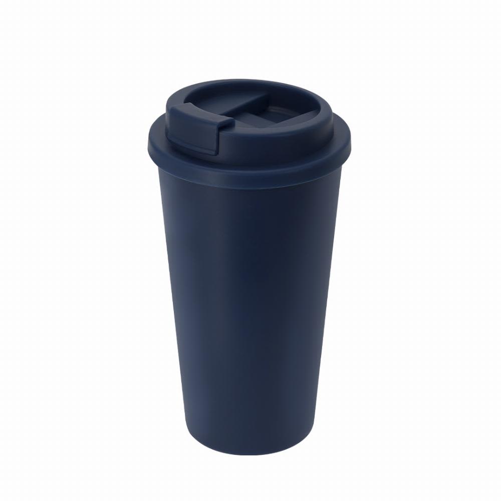 A drink bottle in navy blue with a secure lid, featuring a sleek, minimalist design. It has a branding logo. Lexander - Image 1