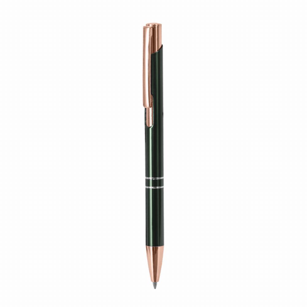 A green pen with a rose gold clip and detailing, featuring a logo on the barrel. Croft - Image 1