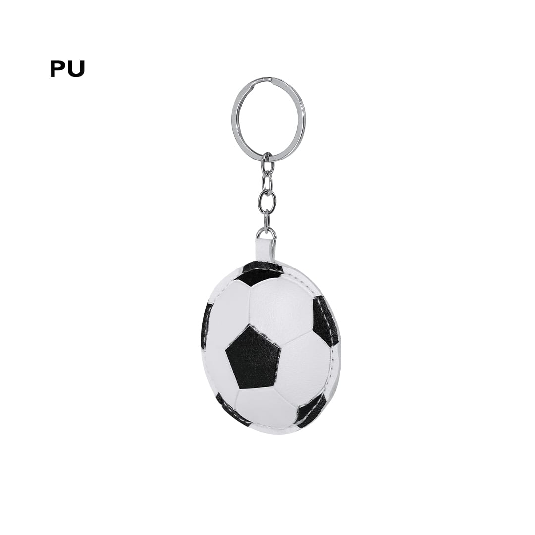 A keyring featuring a mini soccer ball design, predominantly black and white, with a metal ring attachment. Concord Keyring - Image 1