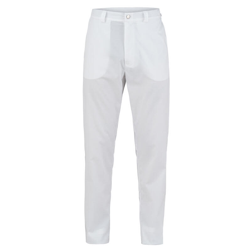 A pair of white pants with a fitted design and pockets, featuring a logo on the waistband. Jackie Pants - Image 1