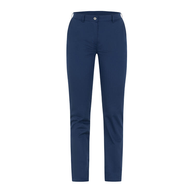 Navy blue trousers with a slim fit and classic pocket design. Features a waistband with a button and zipper. Brenda Trousers - Image 1