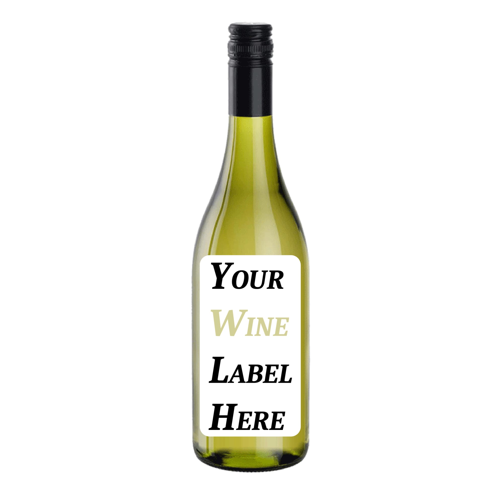 A drink bottle containing a white wine, featuring a glossy label and a sleek black cap. The bottle is clear with a light green hue. Fifty Acre Moscato - Image 1