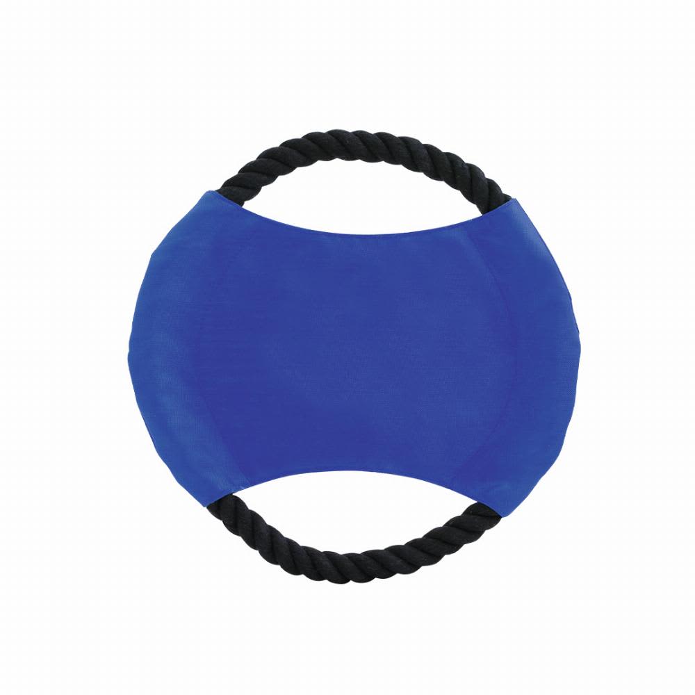 A round blue exercise tool with a black rope handle on either side, designed for grip and stability. Flybit - Image 1