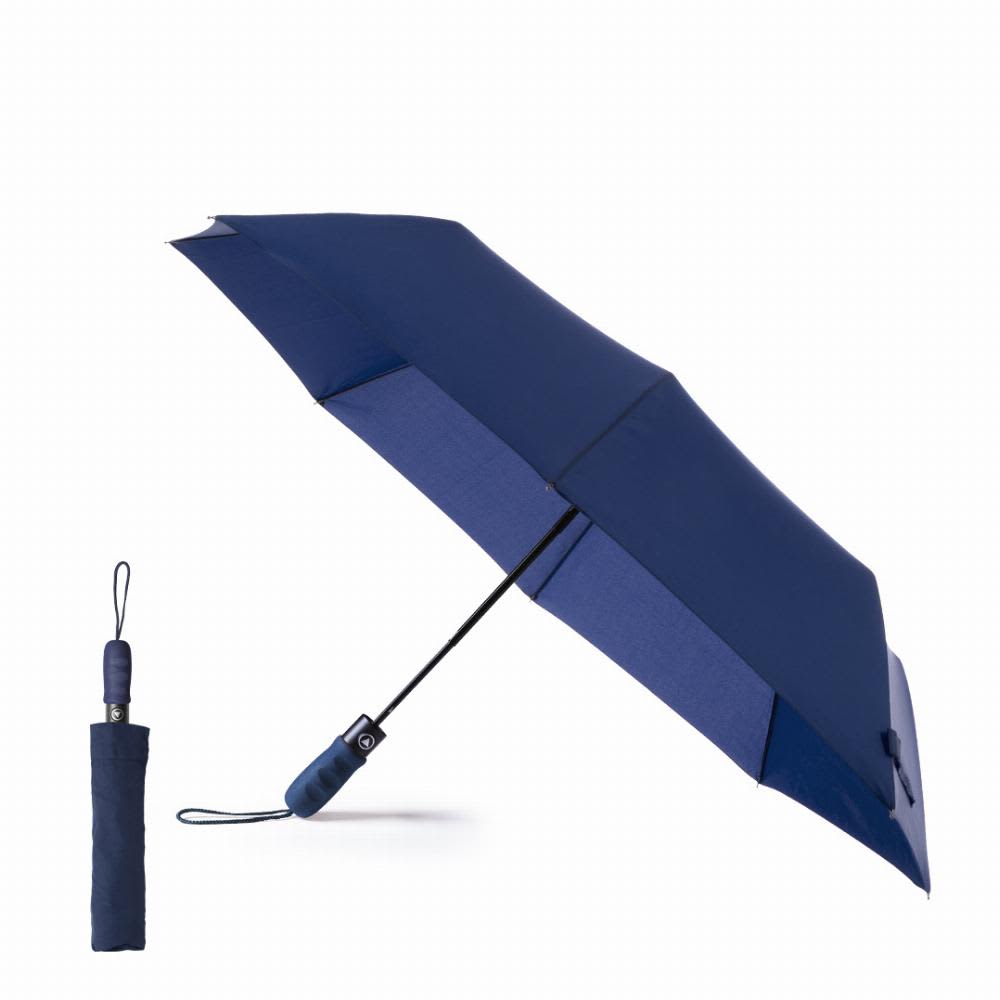 A navy blue umbrella with a matching cover, featuring a compact design and a stylish handle. Elmer - Image 1