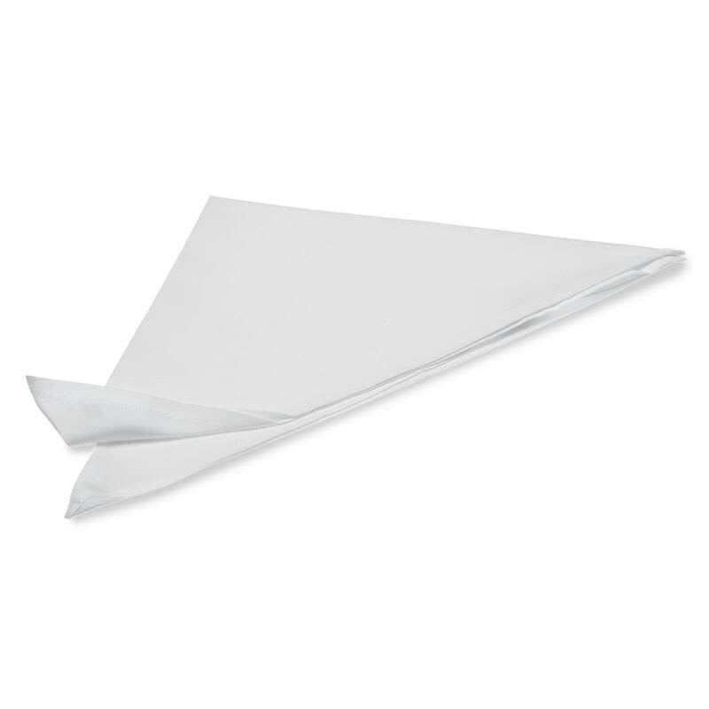 A white triangular napkin folded in a stylish design, featuring a logo. Sold in a two-pack. Triangolo Napkin (2 pack) - Image 1