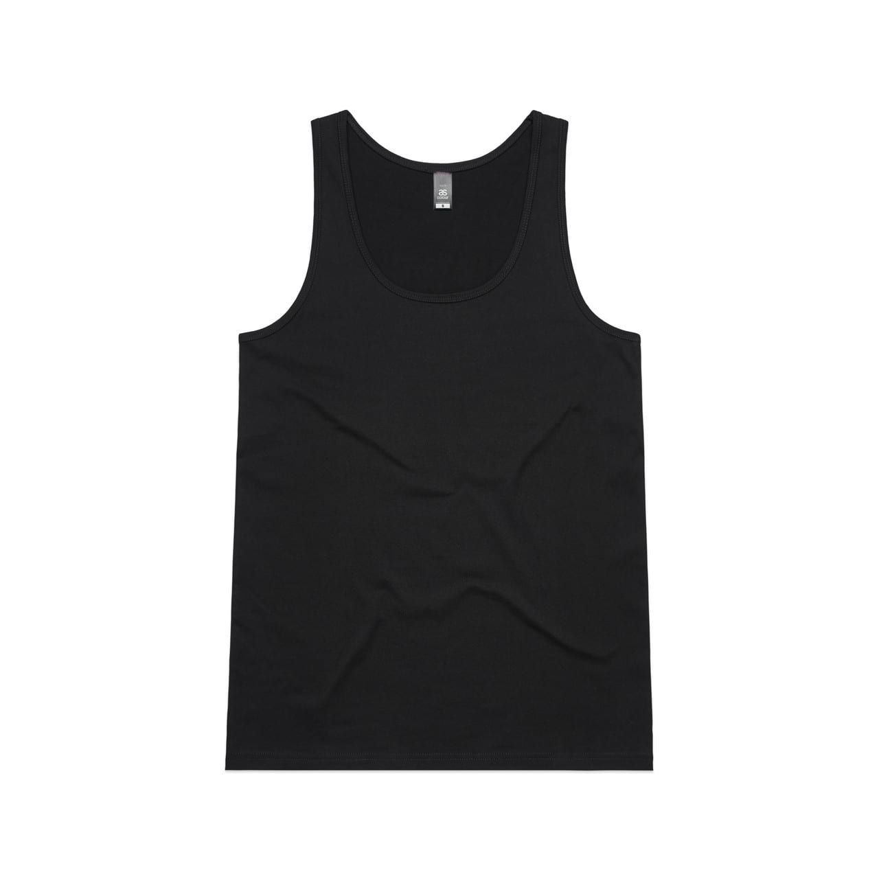 A black singlet with a round neckline and a logo at the back. The fabric appears smooth and lightweight. Wo's Tulip Singlet - Image 1