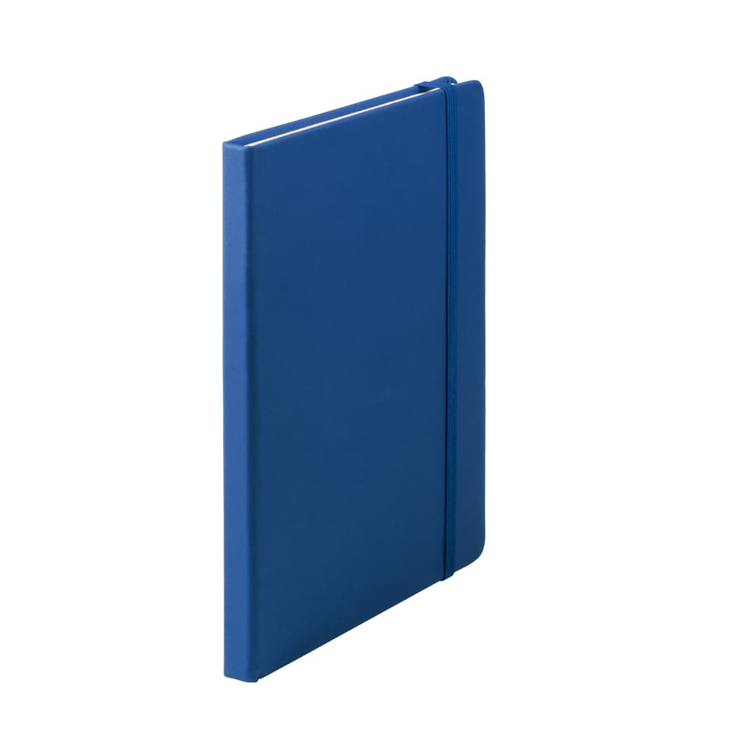 A blue notepad with a flexible cover and an elastic band, featuring branding on the front. Cilux Notepad - Image 1