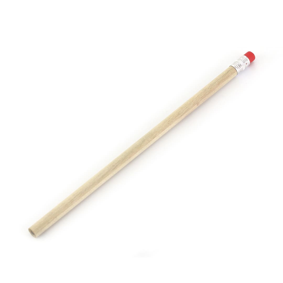 A grey-lead pencil with a natural wood finish and a red eraser on top. It has a metallic band near the eraser. Togi Pencil - Image 1