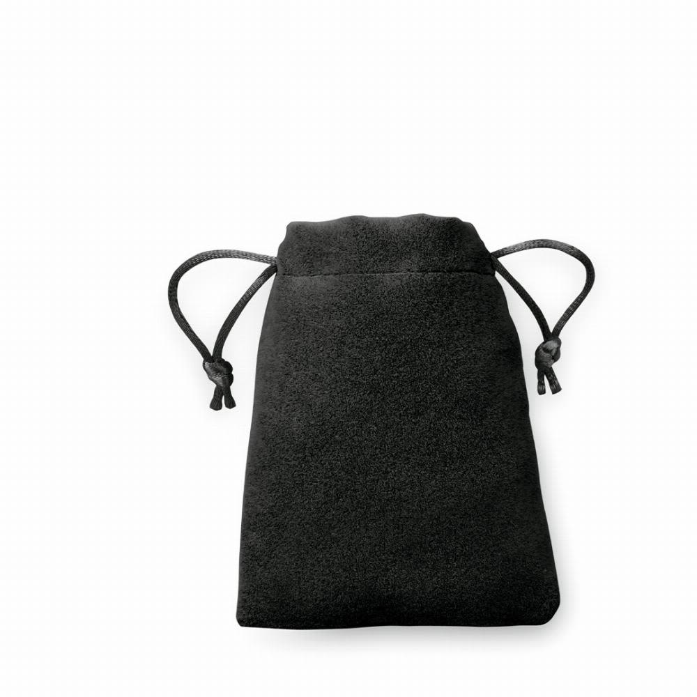 A black drawstring pouch with a soft texture and cinched closure. Suitable for storing small items. Hidra - Image 1