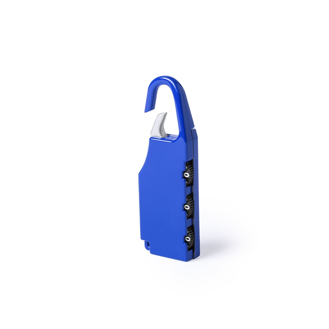 A blue padlock with a hook, featuring three adjustment dials and a logo. Zanex Padlock - Image 1