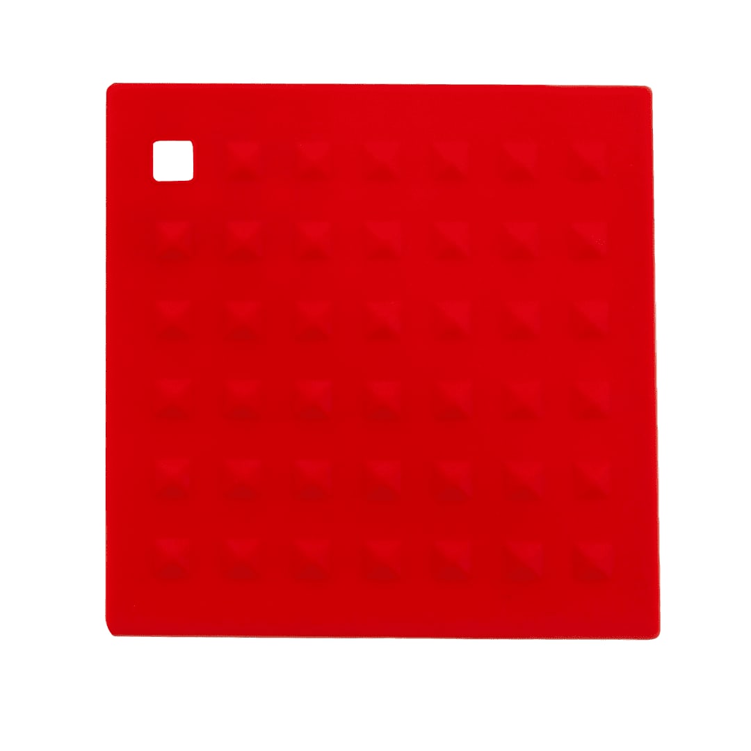 A red silicone place mat featuring a textured surface with small pyramids and a square corner detail. Soltex Place Mat - Image 1