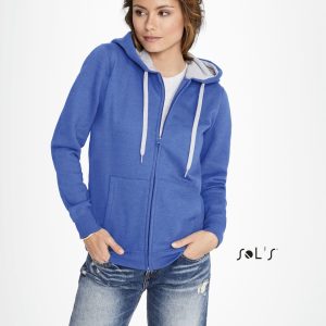 Hoodie Womens 50% cotton 50% polyester brushed fleece lining hidden zipo SOUL