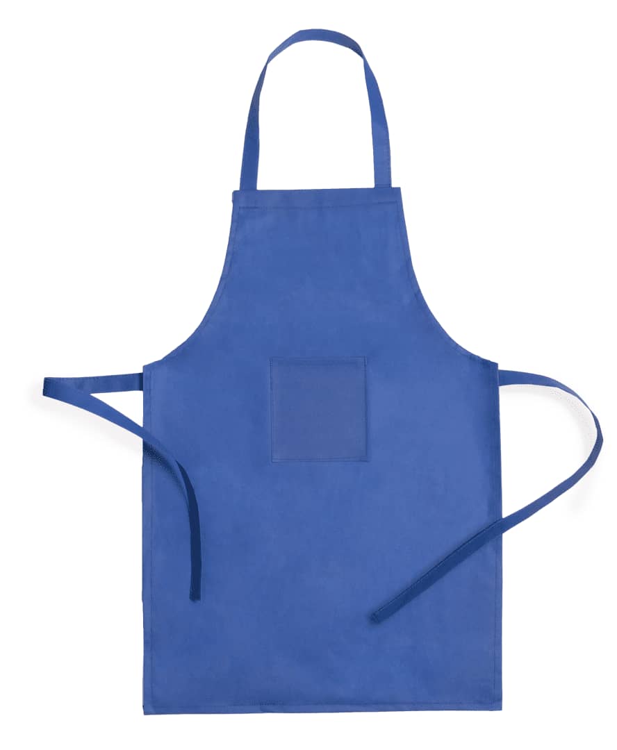 A blue apron with ties at the waist and a pocket on the front, featuring a logo. Legox Set - Image 1