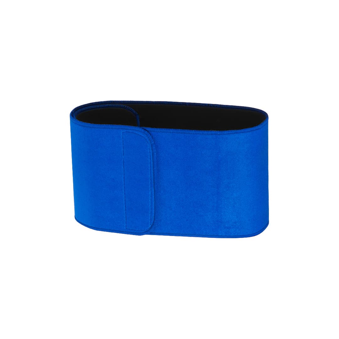 A blue back support belt with a velcro fastening, designed for comfort and support. Visser Back Support Belt - Image 1