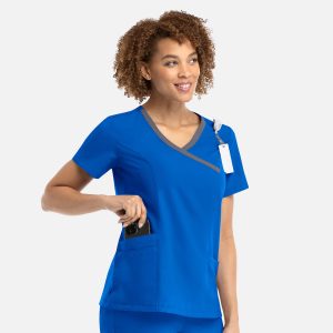 Momentum Womens Mock Wrap Top/Contrast Trim