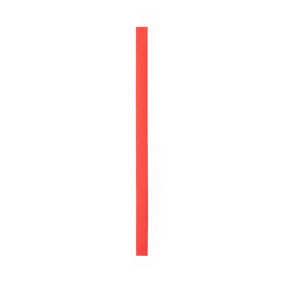 A red Mendol Bracelet displayed vertically with a simple design. Features a logo on one end. Mendol Bracelet - Image 1
