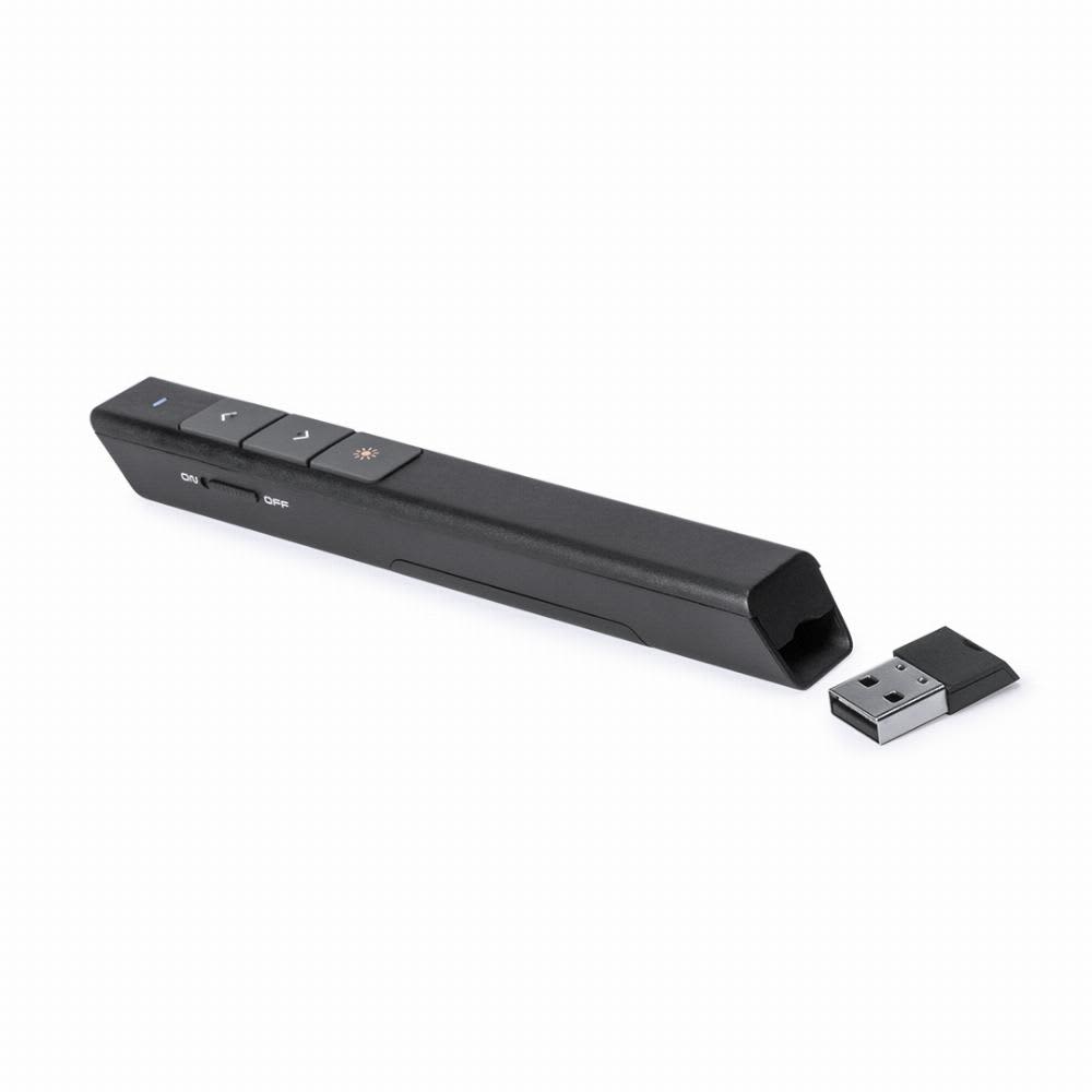 A presentation remote in black featuring buttons for navigation and a USB receiver. Haslam - Image 1