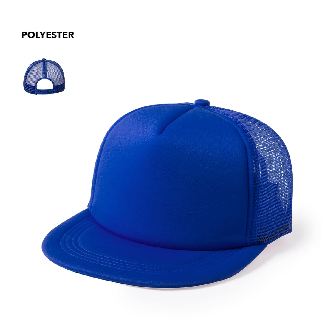 A blue cap featuring a structured front and mesh back, with a branded logo on the front. Yobs Cap - Image 1