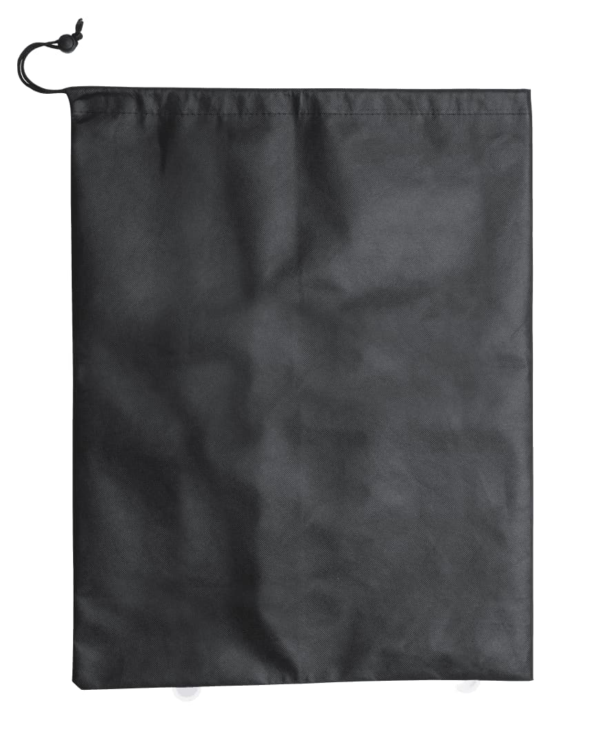 A drawstring bag in solid black, featuring a toggle closure and a smooth, matte texture. Cuper Bag - Image 1