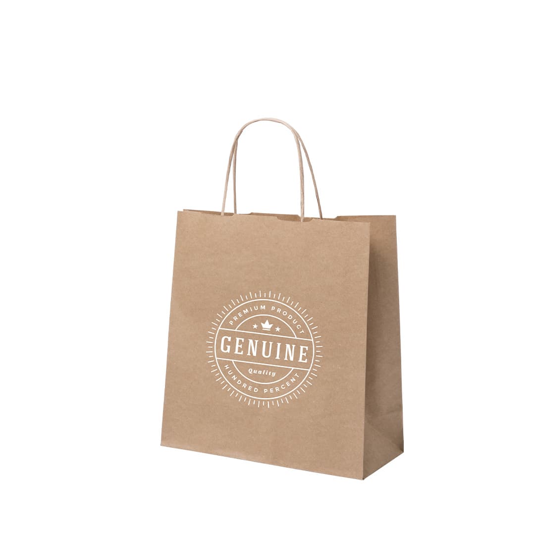 A brown paper bag with a design featuring a logo and text, showcasing a simple and eco-friendly style. Cention Bag - Image 1