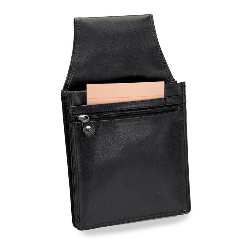 A black synthetic pouch wallet with a front pocket and a zippered compartment. It has a logo on the front. Pouch Wallet (Synthetic) - Image 1