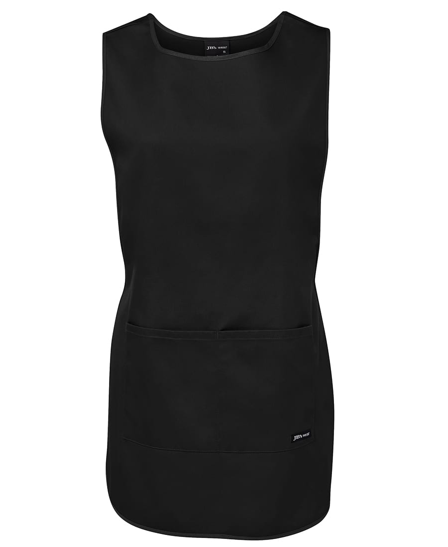 A black tunic with a round neckline and two front pockets, featuring a small logo. JB's Smock - Image 1