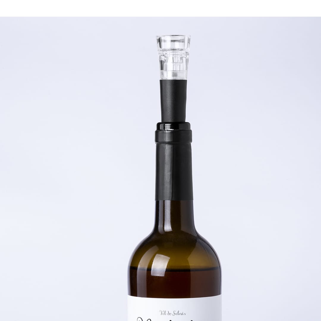 A drink bottle with a dark brown body, black stopper, and clear top, featuring a logo on the side. Kabalt - Image 1
