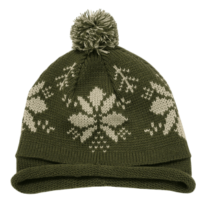 Snowflake Roll Up Beanies w/Pom
