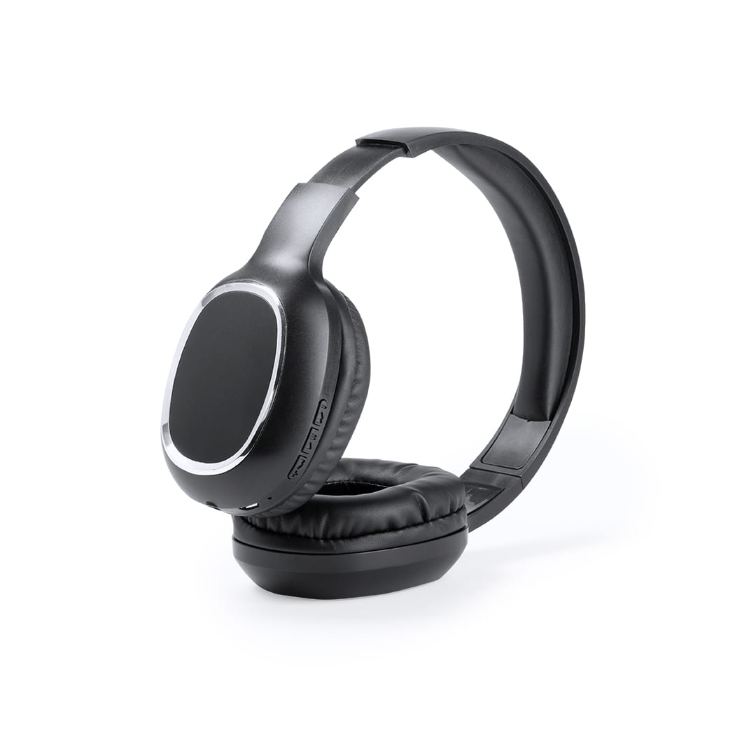 Black over-ear headphones with a sleek design and adjustable headband, featuring buttons for control. Magnel Headphones - Image 1