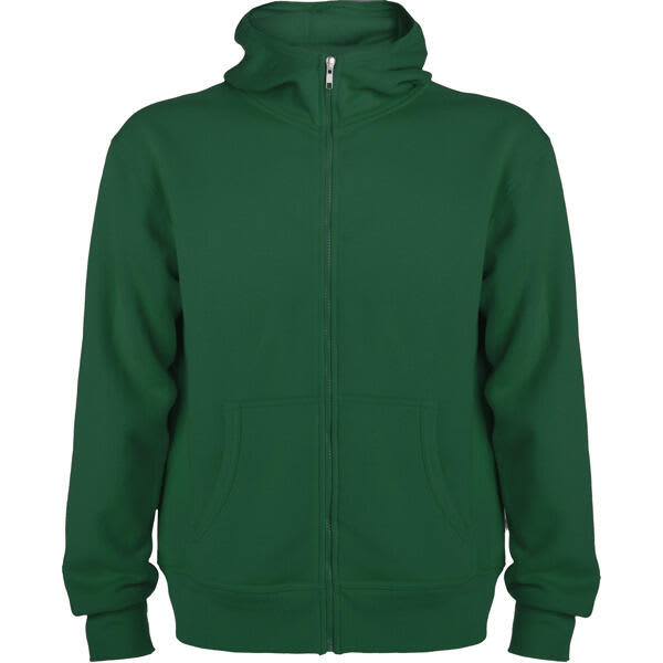 A green hooded sweatshirt with a zip-up front and pockets, featuring a logo on the chest. Montblanc Hooded Sweatshirt (Youth) - Image 1