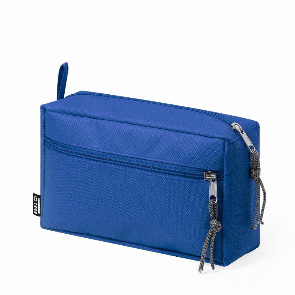 A blue rectangular toiletry bag with a zip closure and an additional front pocket. The bag has a textured surface. Kopel - Image 1
