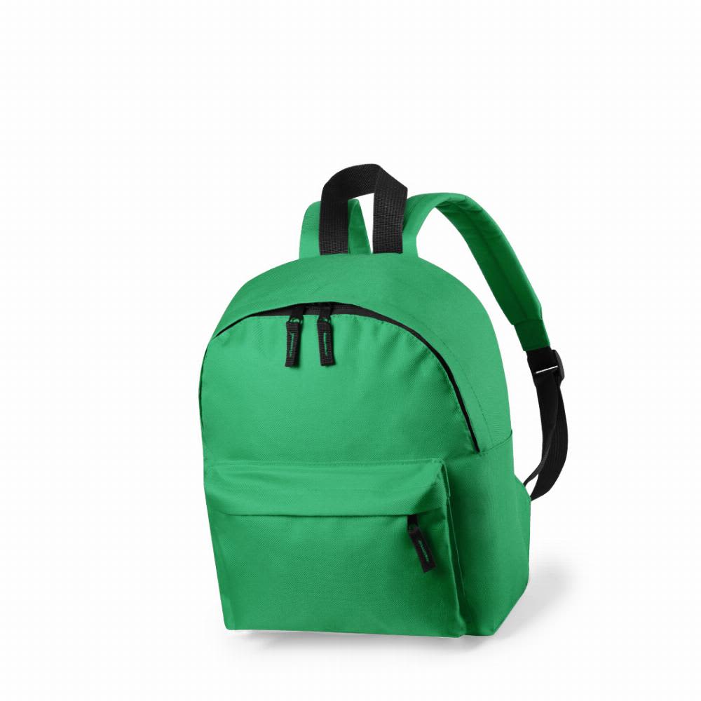 A green backpack with two zipped compartments and black straps. It features a front pocket and a simple design. Susdal - Image 1