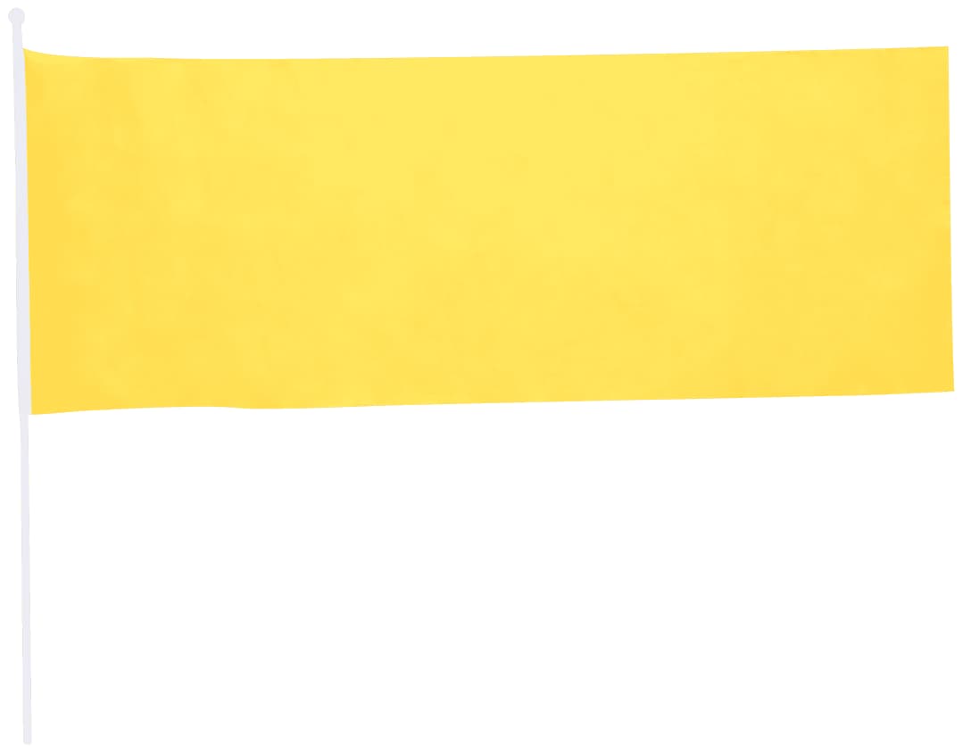 A yellow pennant flag with a white pole, suitable for exhibitions and events. Portel Pennant Flag - Image 1