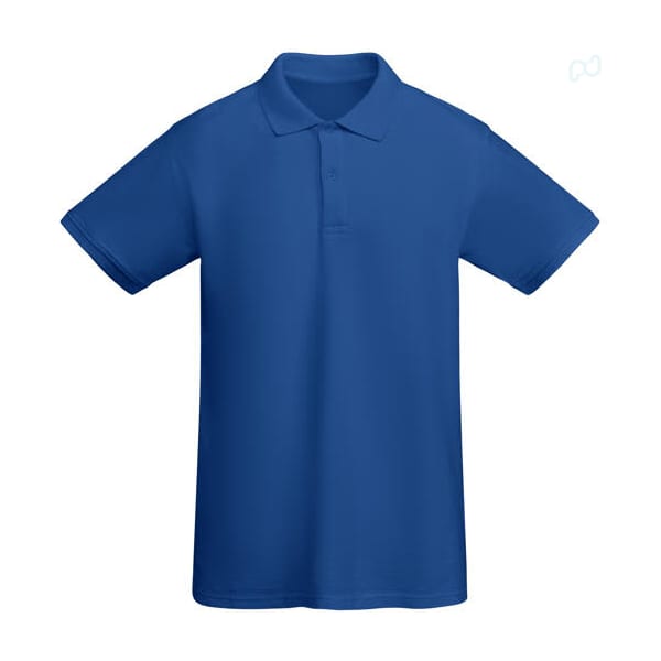 A blue polo shirt with a collar and short sleeves, featuring a logo on one side. Prince Polo Shirt - Image 1