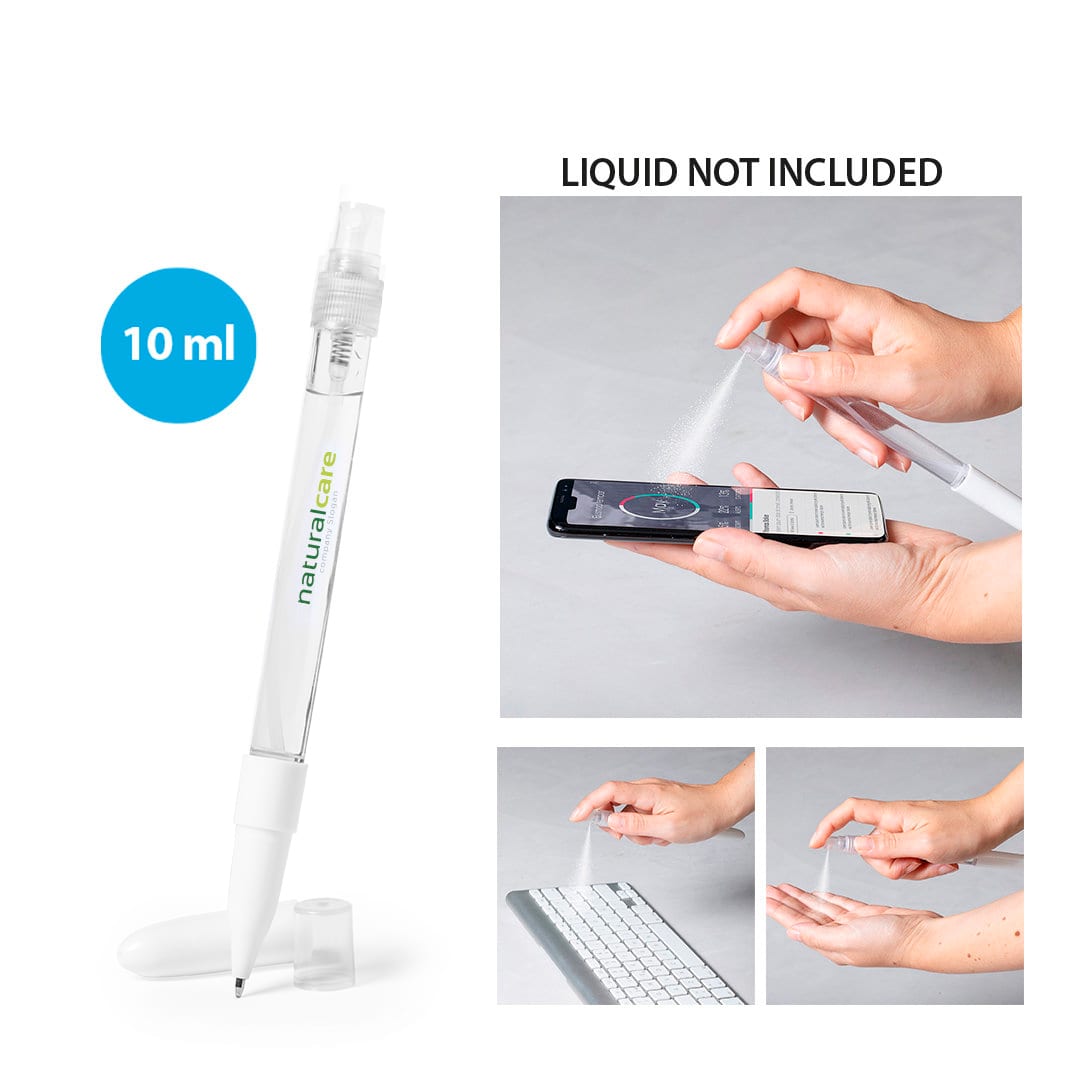 A clear spray pen with a white and green branding, featuring a removable cap and a 10 ml capacity. Dixter Spray Pen - Image 1