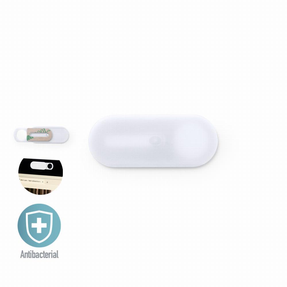 A white antibacterial product with a smooth, oval shape and a small circular opening. It features a logo. Hislot - Image 1