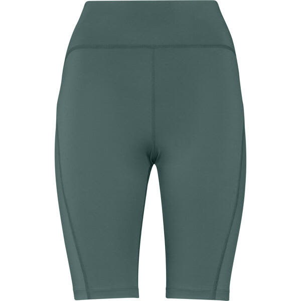 Short leggings in a muted green shade with a sleek design and a waistband; includes a small logo. Gales Short Leggings - Image 1
