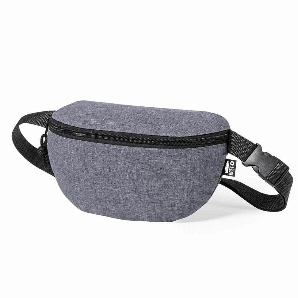 A grey waist bag with a zippered compartment and an adjustable strap, featuring a small logo. Parks - Image 1