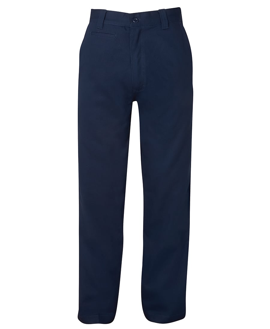 Navy blue work trousers featuring a classic design, with pockets and a branded logo. Suitable for workwear. JB's M/Rised Work Trouser - Image 1