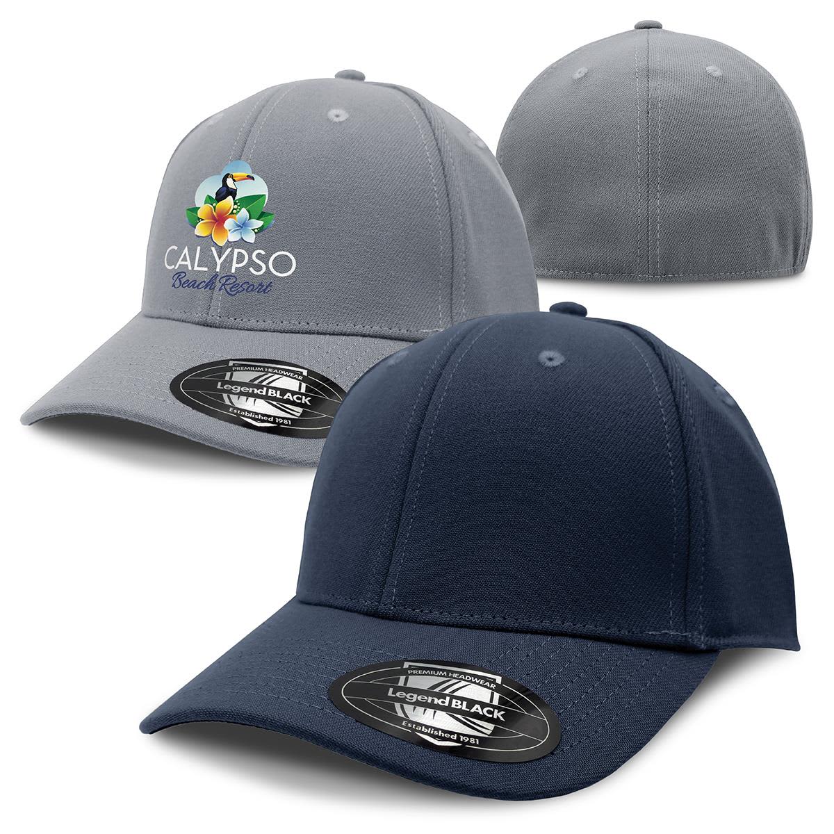 Two caps in grey and navy, each featuring a logo, showcasing a structured design with curved brims. Yankee - Image 1
