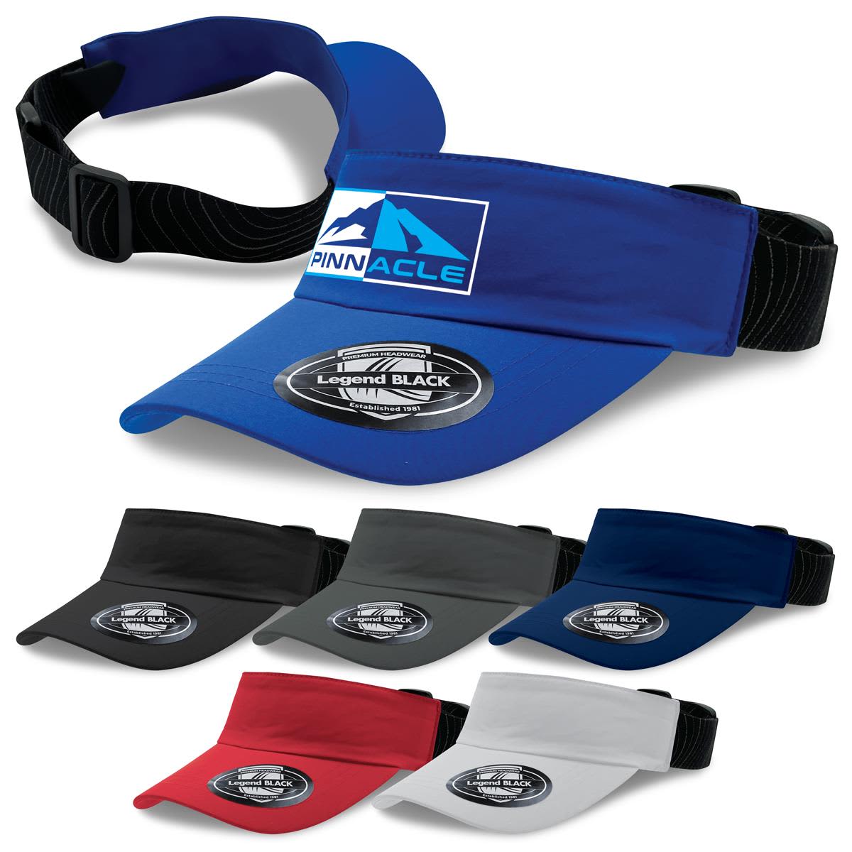 A range of Altitude Sports Visors in various colours, featuring a logo and an adjustable strap. Altitude Sports Visor - Image 1