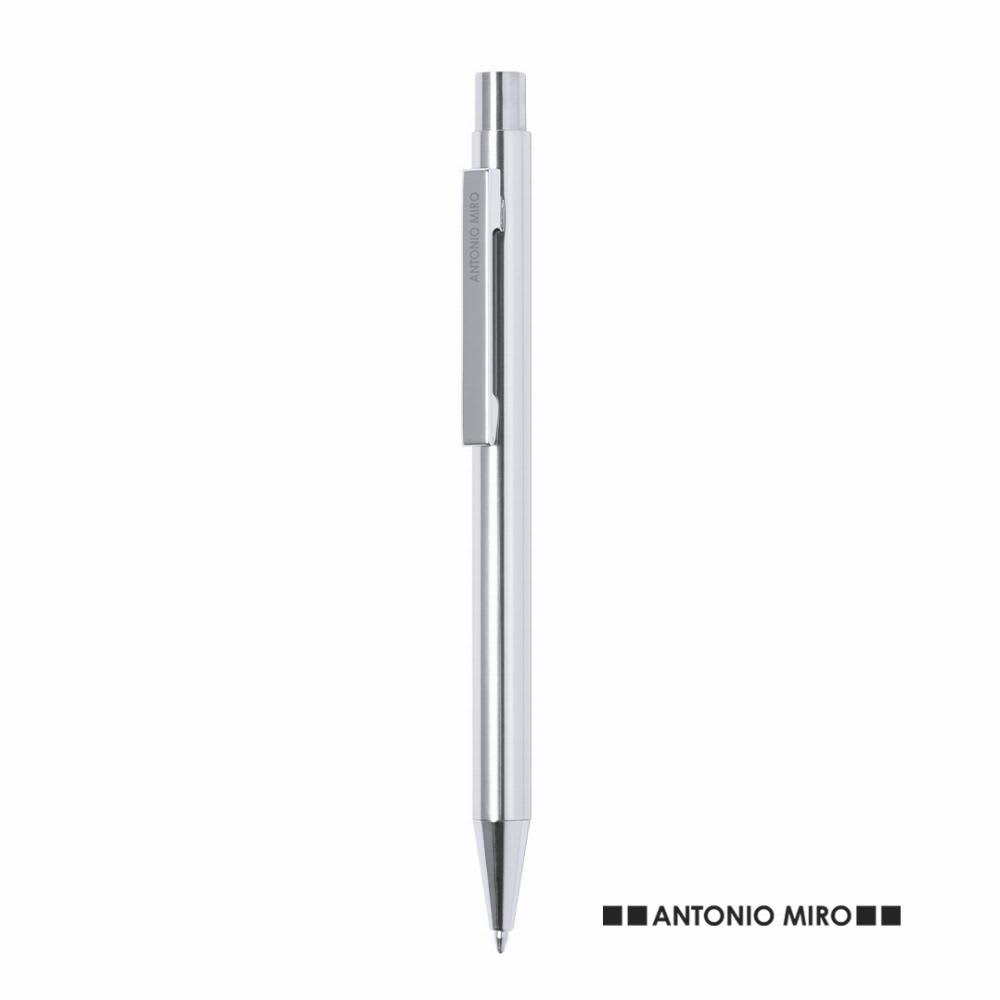 A silver pen with a sleek design and a clip, featuring a brand logo at the bottom. Sultik - Image 1
