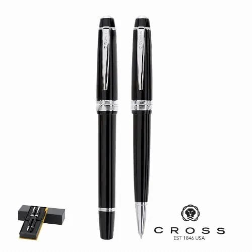 A set of black pens featuring a shiny silver trim and a logo at the bottom left. Bailey Light - Image 1