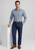 Mens Comfort Wool Stretch Flat Front Pant
