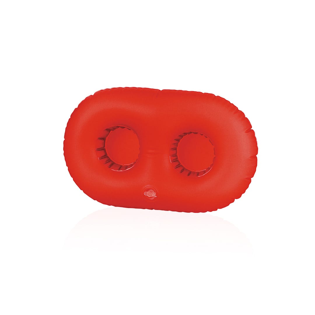 A red inflatable drink holder featuring two cup slots. The holder has a smooth surface and rounded edges. Swing Holder - Image 1