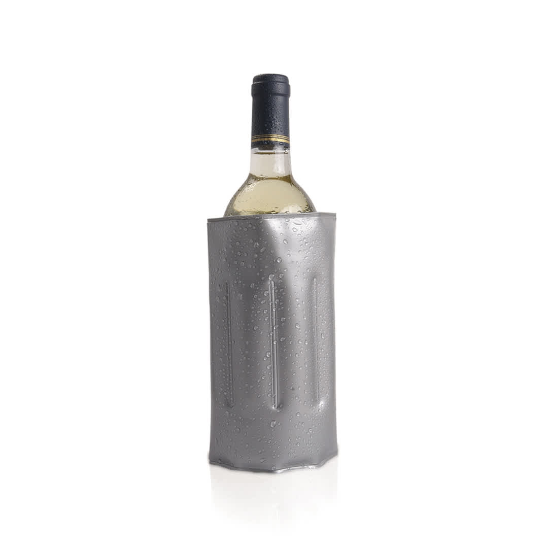 A drink bottle cooler in grey, designed to hold a wine bottle with condensation visible on its surface. Nuisant Bottle Cooler - Image 1
