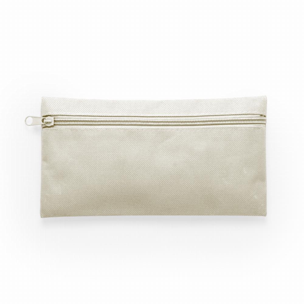 A zippered pouch in a light beige colour with a smooth fabric surface. Tage - Image 1