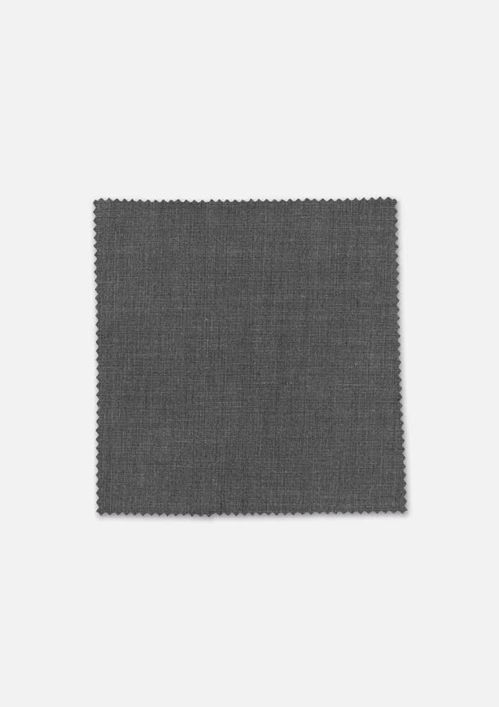 A textured grey fabric swatch for men's suiting, featuring a fine weave and a slightly stretchable quality. Mens Rococo Textured Yarn Dyed Stretch Suiting - Image 1