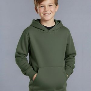 Kids' Close Front Contrast Fleecy Hoodie