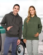 Adult's Close Front Contrast Fleecy Hoodie